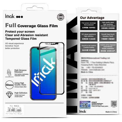 IMAK full coverage tempered glass film package, screen protection label and diagram
