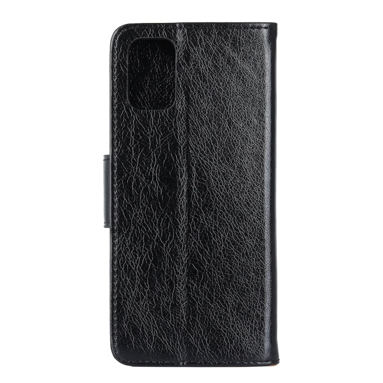 Black nappa texture leather phone case with flip cover and holder panel
