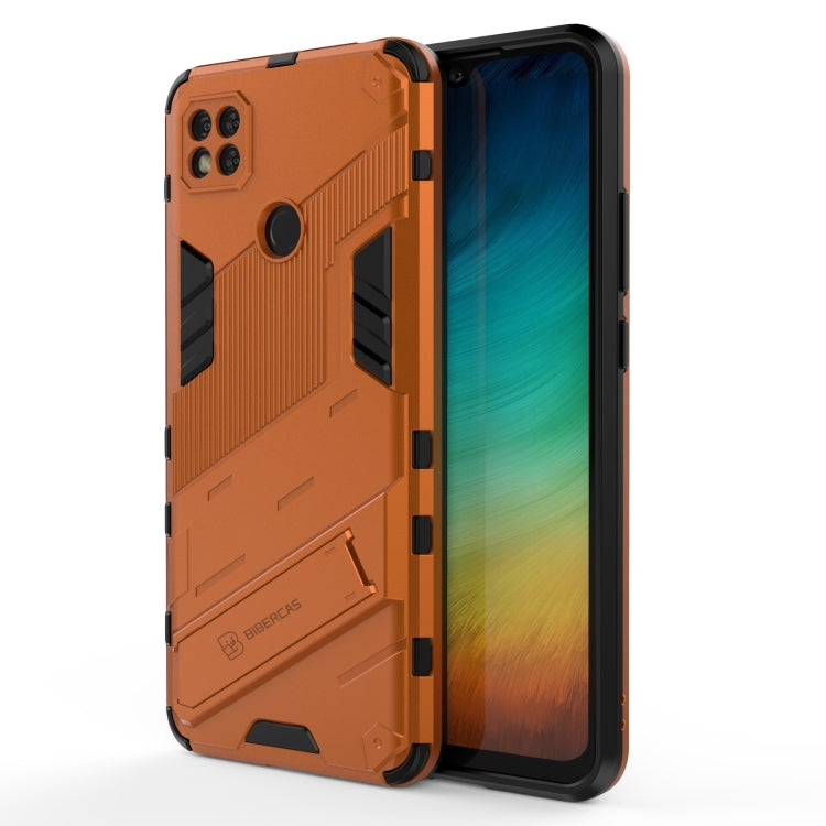 Orange rugged armor phone case showing front screen opening and side button covers
