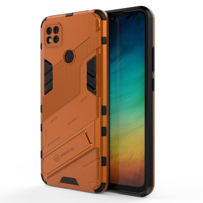 Orange rugged armor phone case showing front screen opening and side button covers