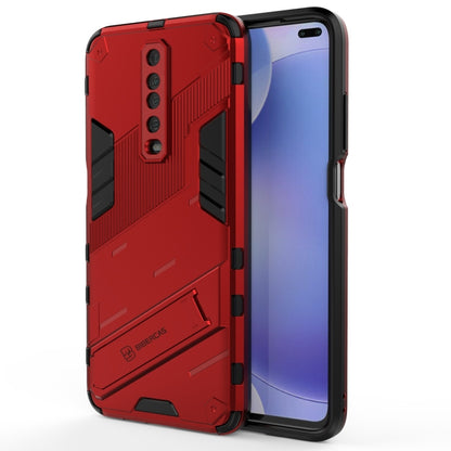 Red rugged phone case with armored backplate and front screen protection