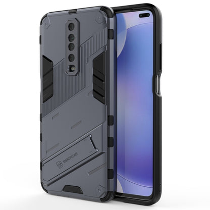 Rugged shockproof phone case with screen protection, back armor texture, and camera openings