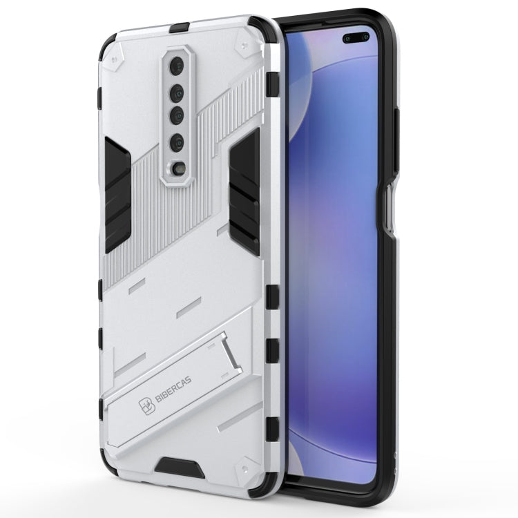 White rugged phone case with raised edges and shockproof corner bumper design
