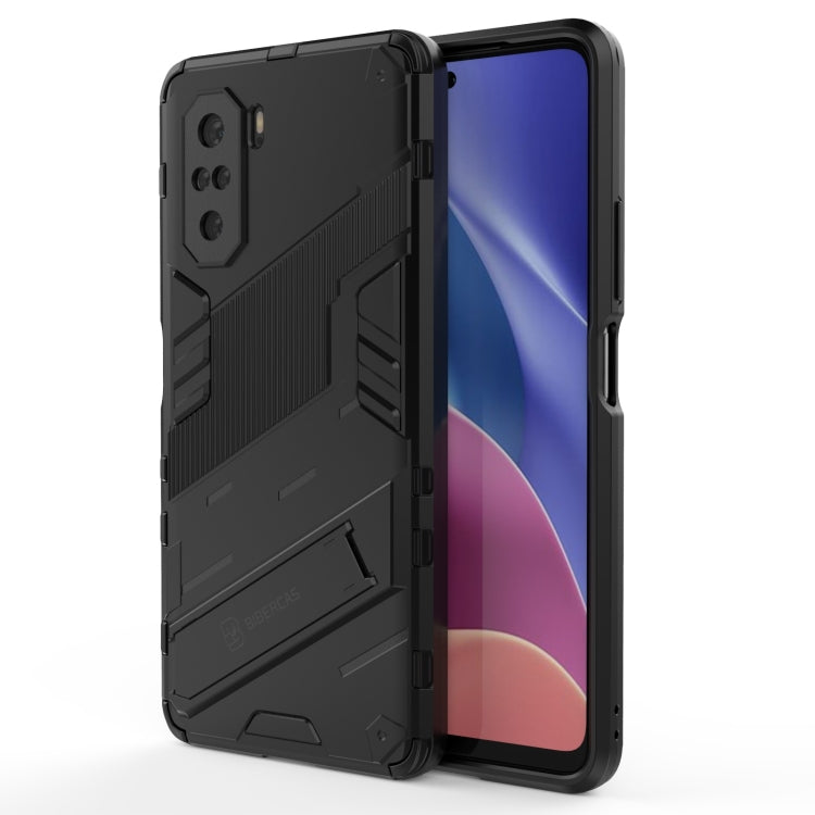Black rugged armor phone case showing front opening and side button covers