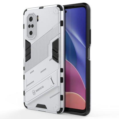 White rugged phone case with raised screen lip and protective bumper frame