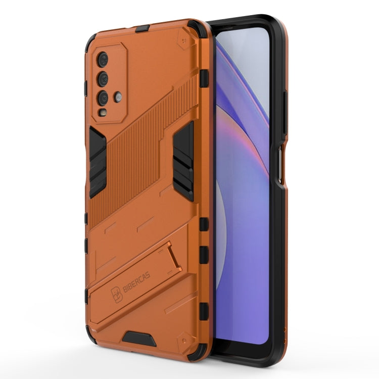 Orange rugged armor phone case with TPU shockproof bumper and camera cutouts