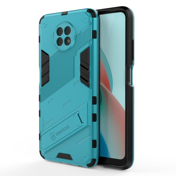 Rugged teal phone case with black shock corners and slim bumper frame
