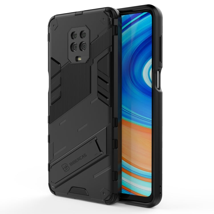 Black shockproof phone case with rugged armor design and raised camera cutouts