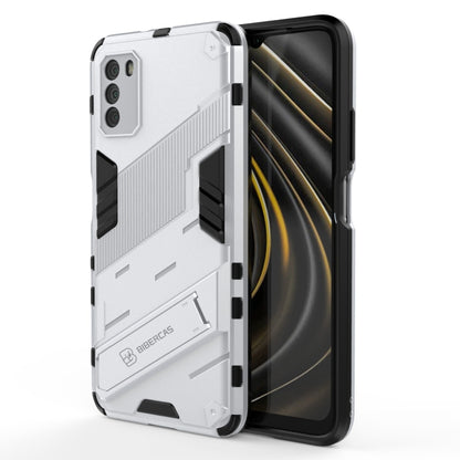 Rugged white armor phone case with black shock corners and precise camera openings