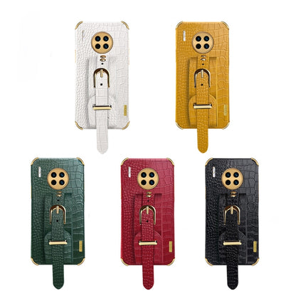 Assorted-color crocodile-pattern TPU phone cases with wrist strap and gold clasps