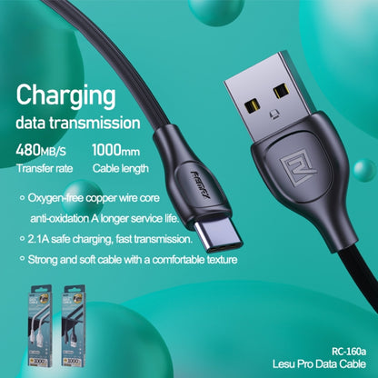 Black Remax Lesu Pro USB-A to 8-pin charging data cable with braided cord