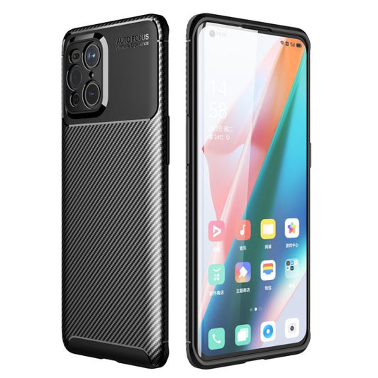 Black carbon-fiber TPU phone case with camera cutout and raised edges