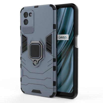 Light blue shockproof PC and TPU phone case with magnetic ring holder for OPPO Realme V11 5G