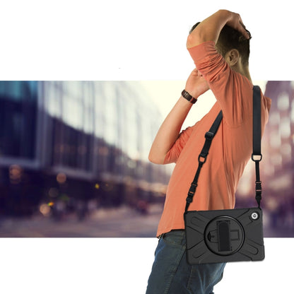 Shockproof tablet case with shoulder strap on tablet, black protective cover
