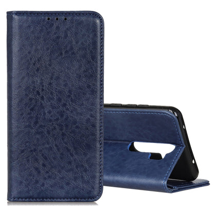 Blue magnetic flip leather case with phone holder and card slots