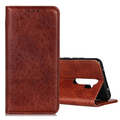 Brown magnetic flip leather case with phone holder and card slots