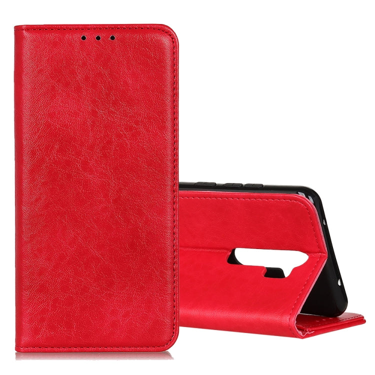 Red magnetic flip leather case with phone holder and card slots