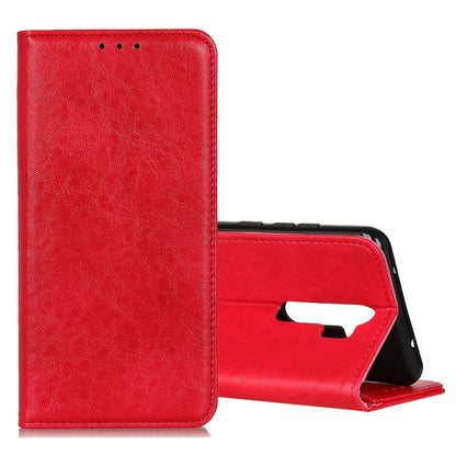 Red magnetic flip leather case with phone holder and card slots