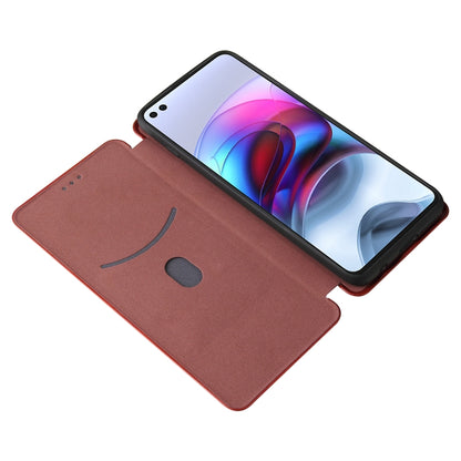 Brown flip phone case with interior card holder and magnetic closure tab