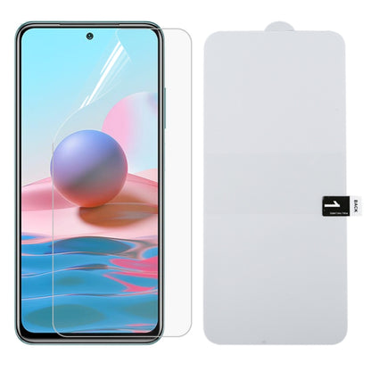 Full screen hydrogel film protector over smartphone, clear cover with blue display