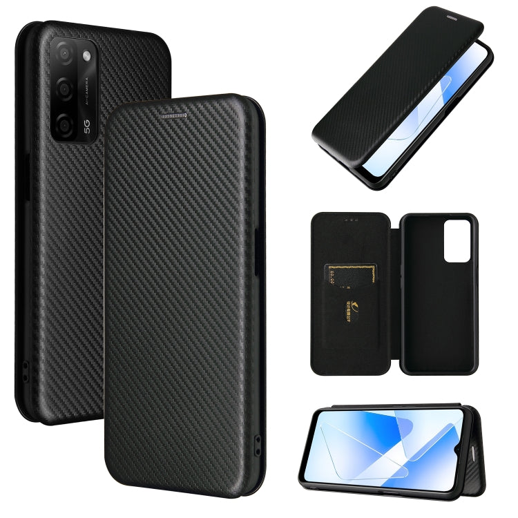 Black carbon fiber texture magnetic flip phone case with card slot