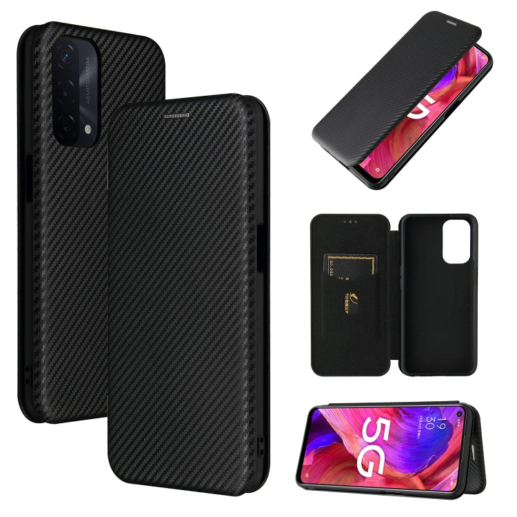 Black carbon-fiber textured magnetic flip phone case with card slot, TPU/PC/PU leather.