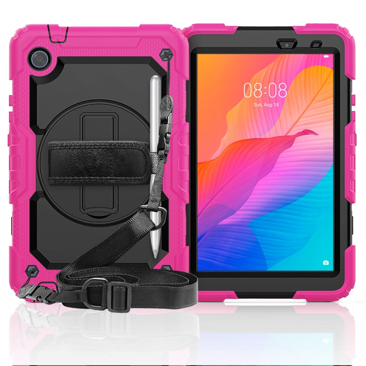 Rose red protective tablet case with rotating kickstand and screen cover