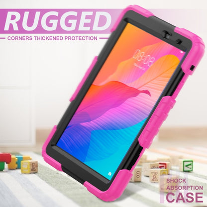 Rose red rugged tablet case with thickened corner protection and kickstand