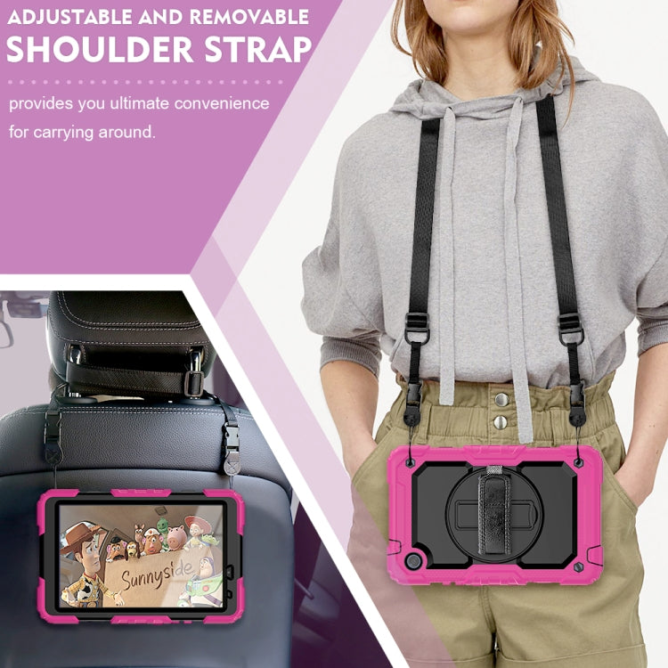 Rose red tablet case with adjustable removable shoulder strap and kickstand