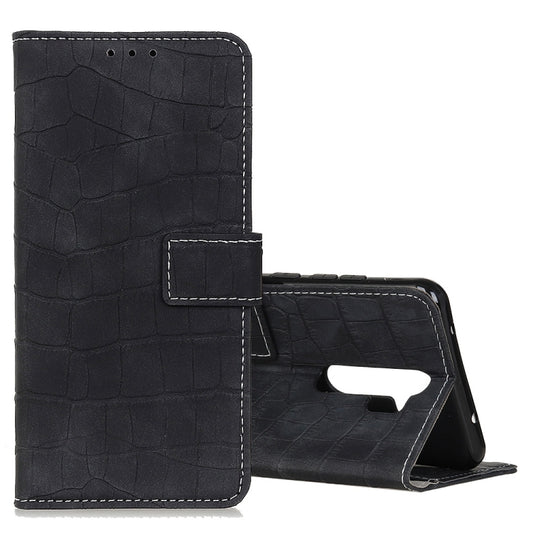 Black crocodile-texture flip leather phone case with card holder and stand cover