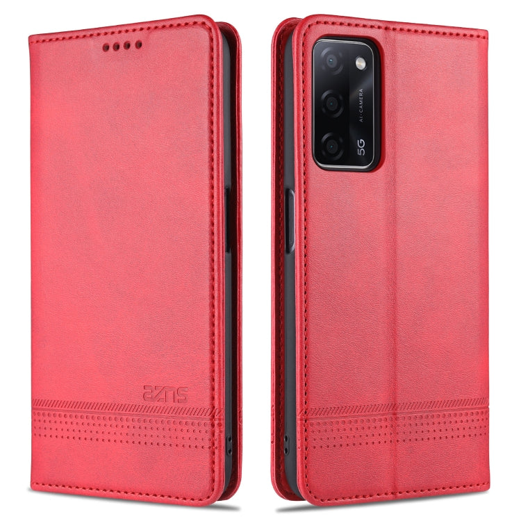 Red magnetic flip leather phone case with card slots and camera cutout