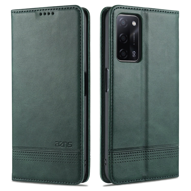 Magnetic flip leather phone case with card slots and wallet, dark green.
