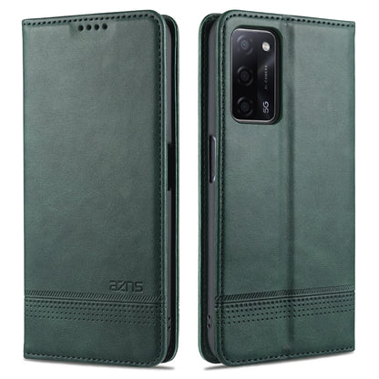 Magnetic flip leather phone case with card slots and wallet, dark green.