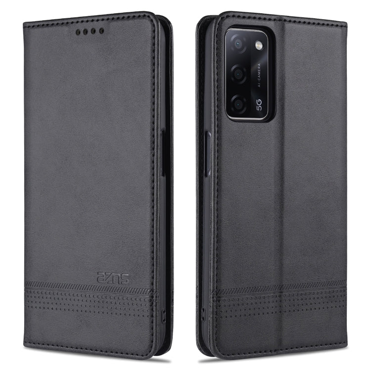 Magnetic flip leather phone case with card slots and wallet, black.