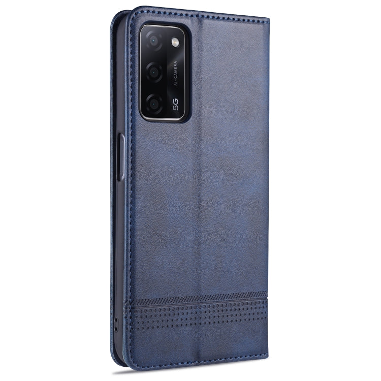 Blue magnetic flip leather phone case with back camera cutout