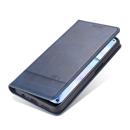 Blue magnetic flip leather phone case with front opening and stand angle