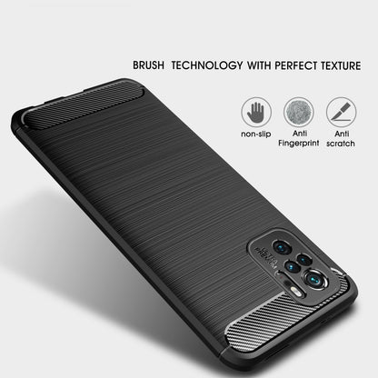 Black brushed texture TPU smartphone case with textured carbon fiber camera accent