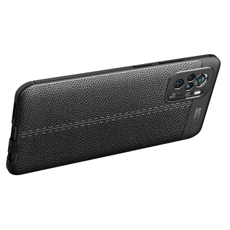 Black litchi-texture TPU phone case with camera lens cutouts and slim shockproof profile