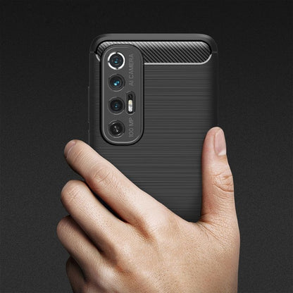 Black brushed TPU phone case on back with textured finish and camera cutouts