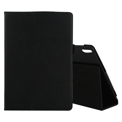 Black textured leather flip tablet case with card holder and pen slot