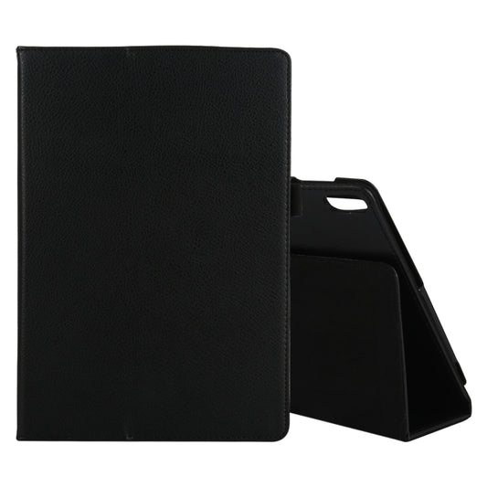 Black textured leather flip tablet case with card holder and pen slot