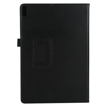 Black textured leather folio case with top-left camera cutout