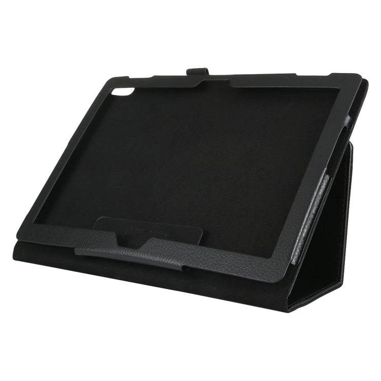 Black textured leather stand flip case with viewing panel