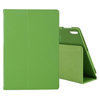 Green textured leather flip tablet case with card holder and pen slot
