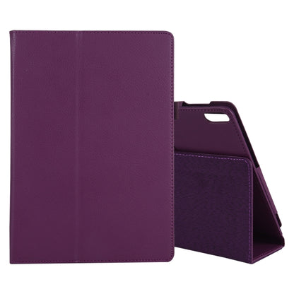 Purple textured leather flip tablet case with card holder and pen slot