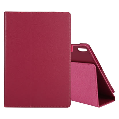 Pink litchi-texture leather tablet case with flip cover, stand, and inner pocket