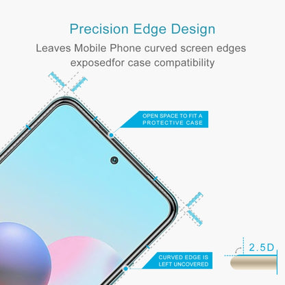 Tempered glass screen protector with curved 2.5D edges; open areas for case fit