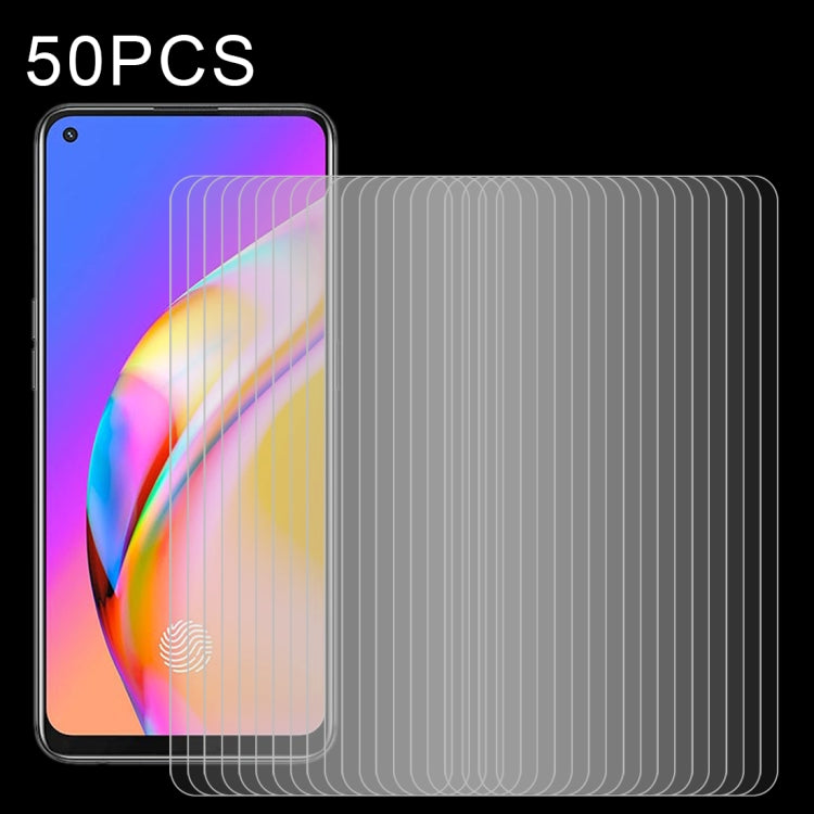 Tempered glass screen protector set (50 pack) for smartphone; curved edge front view