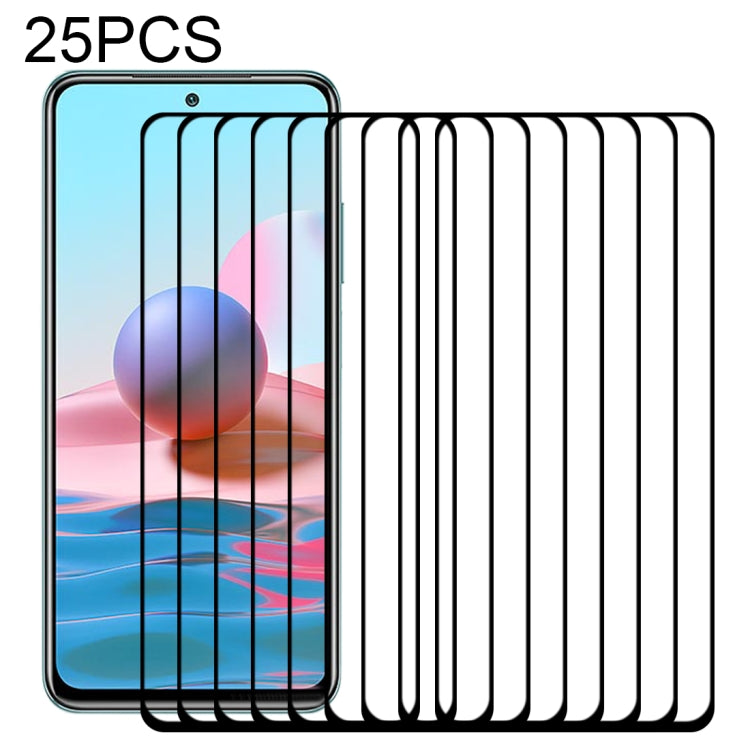 Set of 25 full-glue tempered glass screen protectors with full coverage, black frame