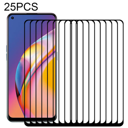 Set of 25 full-cover tempered glass screen protectors with adhesive, black border